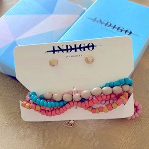 Indigo Authority Bracelet/Earrings set, new